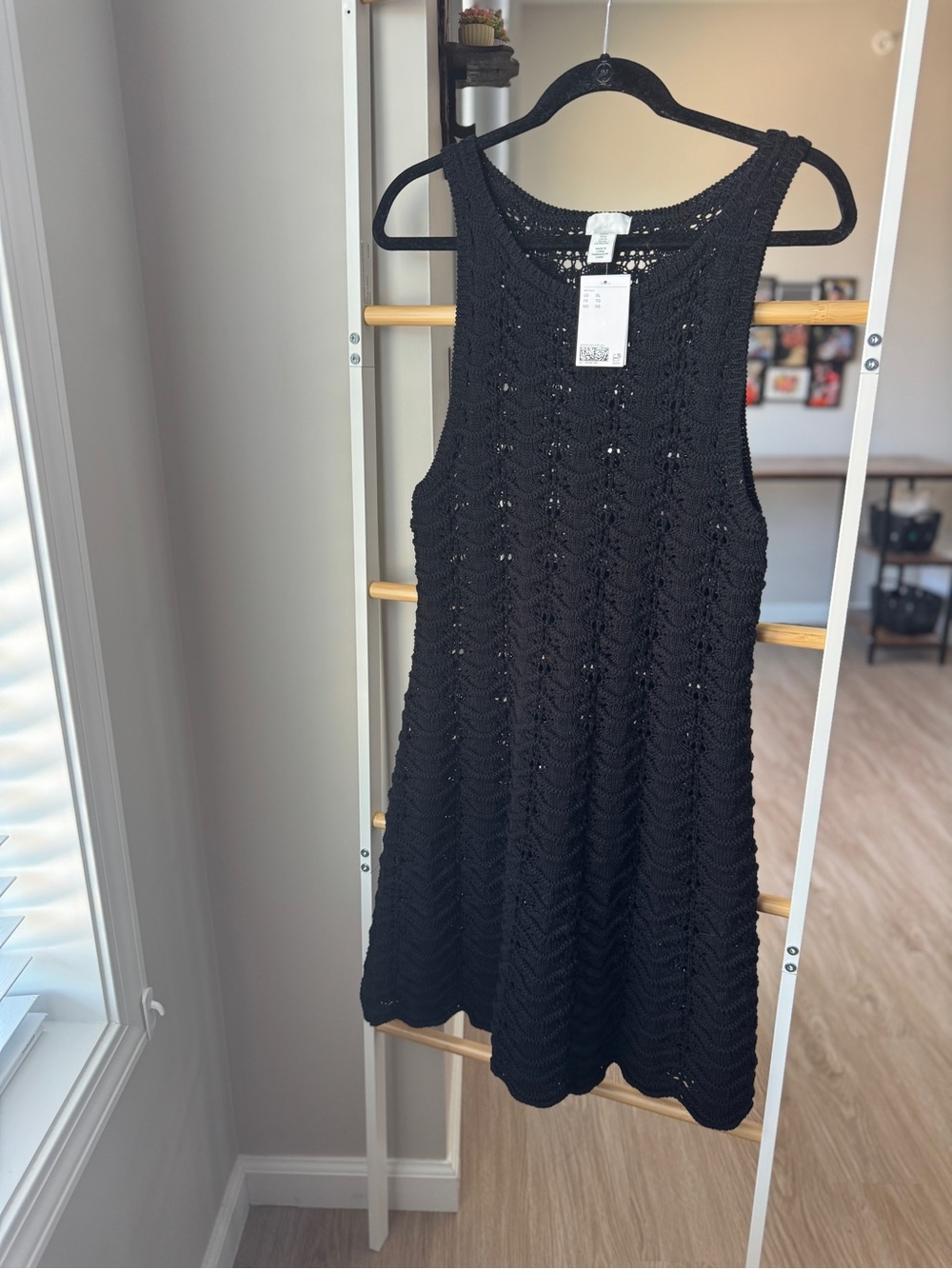 H&M Black Crochet Mini Tank Dress